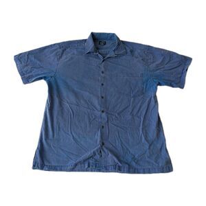 Vintage GAP Denim Short Sleeve Shirt Sz L Blue Button Up 100% Cotton